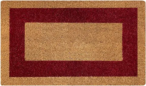 Acomoda Textil - Felpudo de Coco Natural Ecológico con Cenefa, Resistente y Antideslizante. Felpudo Ideal para Interior y Exterior de Casas y Comercios. (45x80 cm, Rojo)  
