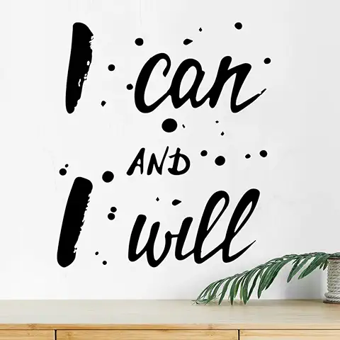Adhesivo Decorativo para Pared con Texto en Inglés "I can I Will para Gimnasio, cita de Motivación, Decoración de Vinilo de Cocina, Carteles Inspiradores de Fitness, Motivación Mural de Ejercicio  