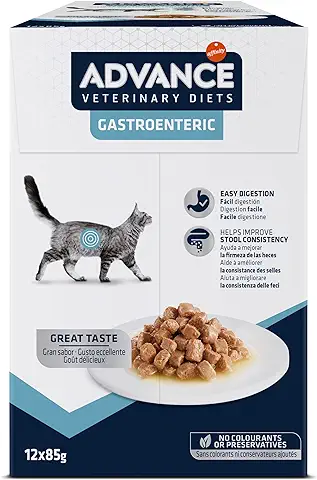 Advance Veterinary Diets Gastroenteric - Comida Húmeda para Gatos: Multipack 12 Bolsitas de 85g  