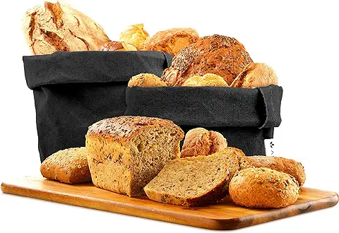 Aiire Cesta Pan Ecológica en Papel Kraft Lavable - Set 3 Paneras para Guardar el Pan - Fruteros de Cocina Modernos - Decoración y Organización Baño  