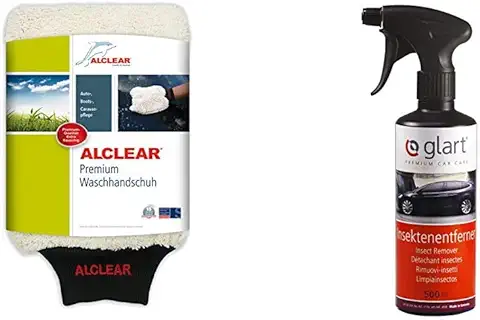 ALCLEAR 950013WH Guante de Microfibra para Lavar el Coche + Glart 45IE Limpia Insectos  