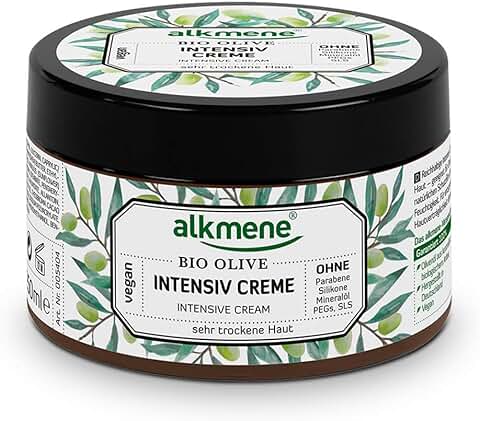 Alkmene Crema Hidratante Corporal de Aceite de Oliva bio - Crema Facial y para el Cuerpo - Especial para piel seca - sin Siliconas, Parabenos o PEGs, SLS y SLES (1x 250 ml)  