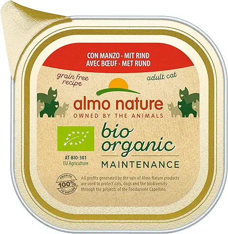 Almo Nature Bio Organic Maintenance - Mantenimiento Húmedo para Gatos, con Carne de Vacuno, 85 g x 19 Unidades, 1,62 kg  