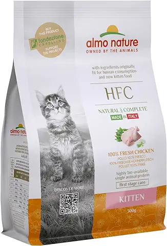 Almo Nature HFC Kitten - Croquetas para Gatitos con Pollo Originalmente Limpias para el Consumo Humano y Ahora Utilizadas como Alimentos para Gatos.  