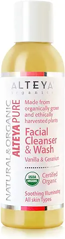 Alteya Organic Jabón Líquido Limpiador Facial y Lavado 150ml - Vainilla y Geranio - USDA Certificado Orgánico, Jabón Biodegradable - Producto Natural Purificador –apto para todo tipo de piel  