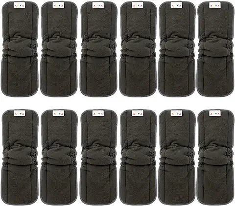 ALVABABY 5 Capas de Bambú Reutilizables para Pañales de tela con Fuelles 12 Piezas 12FLN-ES  