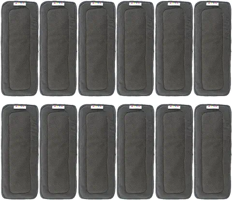 ALVABABY 5 Capas de Bambú Revestimientos Reutilizables para Pañales de Tela 12 Piezas 12ZTN-ES  