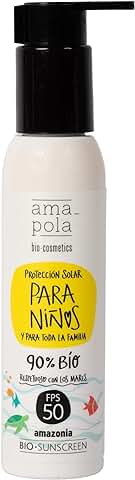 AMAPOLA BIO Protector Solar Infantil - 90% Bio - No Queda Blanco - Fácil de Extender - FPS 50 - Protección Solar Mineral Orgánica Certificada - UVA y UVB - Sin Nanopartículas [125 ml]  