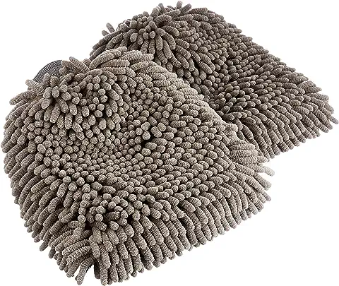Amazon Basics - Manoplas de Secado Lavado de Coches de Microfibra de Lujo, Paquete de 2, 30 cm L x 20 cm W, Gris  