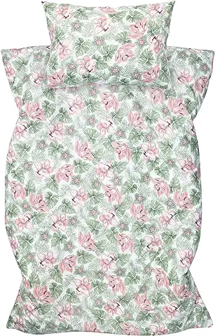 Amilian Ropa de cama Infantil de 2 Piezas, 100% Algodón, ropa de cama para Bebé, Funda Nórdica de 100 x 135 cm, Funda de Almohada de 40 x 60 cm, con Cierre de Hotel, Clemátides  