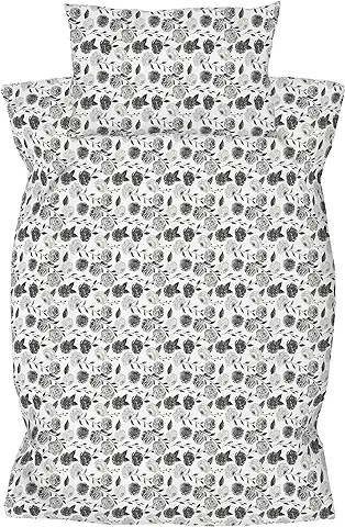 Amilian Ropa de cama Infantil de 2 Piezas, 100% Algodón, ropa de cama para Bebé, Funda Nórdica de 100 x 135 cm, Funda de Almohada de 40 x 60 cm, con Cierre de Hotel Rosa, Negro y gris  