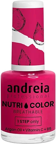 Andreia Professional NutriColor - Esmalte de Uñas Vegano con Nutrientes 100% Natural | Laca de Uñas Transpirable y Amigable con Uñas - Color NC22 Pink Cherry - 10,5ml  