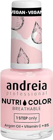 Andreia Professional NutriColor - Esmalte de Uñas Vegano con Nutrientes 100% Natural | Laca de Uñas Transpirable y Amigable con Uñas - Color NC28 Soft Pink - 10,5ml