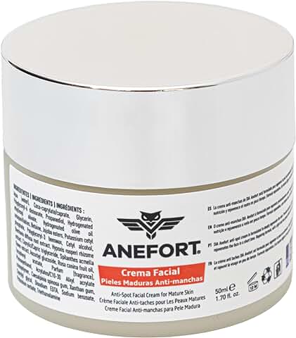 ANEFORT Crema Facial Pieles Maduras Anti-Manchas con Vitamina C, Rosa Mosqueta, Melavoid, Darkout, Betaína, Vitamina E, Glicerina Vegetal, Jojoba - 50 ml  