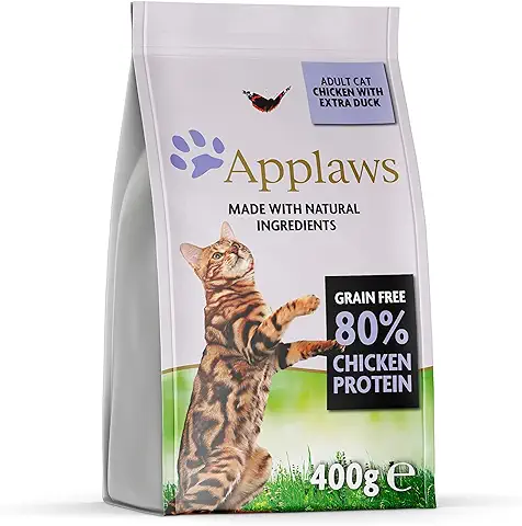 Applaws Alimento Seco Completo para Gatos Adultos, sin Cereales de Pollo con Pato Adicional - 400g Bolsa Resellable  