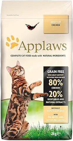 Applaws Alimento Seco Natural sin Granos para Gatos Adultos, Sabor a Pollo - Bolsa Resellable de 2 kg  