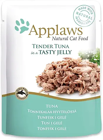Applaws Comida Húmeda Natural para Gatos, Atún Tierno en Deliciosa Gelatina, 16 Sobres de 70 g  