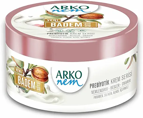 Arko Nem Crema Vegana Prebiótica para la piel del Rostro y el Cuerpo, 250 ml, sin Parabenos, Silicona y Alcohol, Hidratante, Hasta 48 Horas, Crema de día para Mujeres, Niños y Hombres, (leche de  