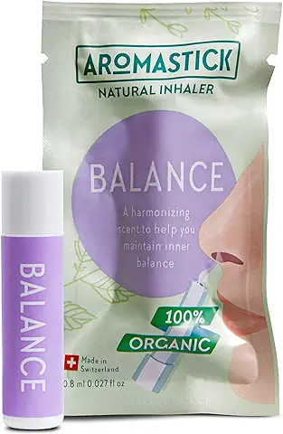 Aromastick Balance - Ayuda a Mantener tu Equilibrio Interior - Inhalador Terapéutico Natural - Aromaterapia - 100% Aceites Esenciales Puros Orgánicos, bio, Menta, Ciprés, Geranio, Raíz de Jengibre  