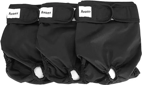 Avont 3 Packs - Pañales Lavables para Perras, Reutizables y Duraderos para Perros Hembra, Female Dog Diapers Altamente Absorbentes -XS, 6"-8.5" Cintura, Negro  