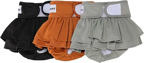 Avont 3 Piezas Pañales Lavables para Perras, Dog Diapers Tipo Faldas Bragas Reutilizables y Ajustables para Perro Hembra en Celo -XS 15-21.5 CM  