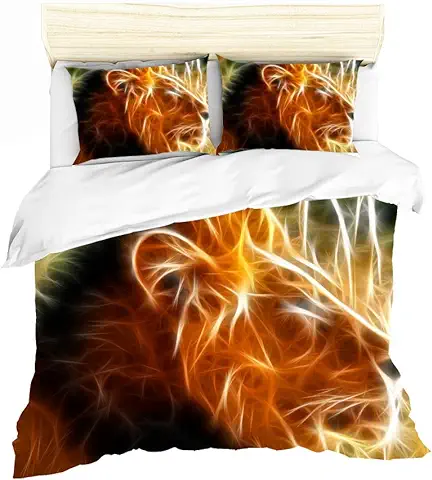 AYMAING Juego de Ropa de Cama para Niños Niños - Jungle Friends Lion Motif Jungle, África y Safari Animals - Funda de Almohada Funda Nórdica de 80 X 80 cm 155 X 220 Cm - Microfibra  