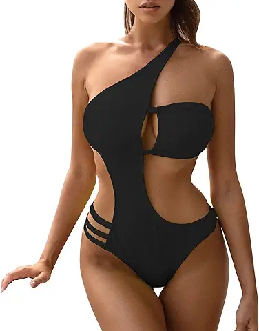 Bañador Madre E Hija,Bikinis Blancos 2023,Bañadores Competicion Mujer,Traje de Baño de un Hombro para Mujer Bikini Traje de Baño Sexy Irregular Color Sólido Monokinis Traje de Baño Braguita Bikini  