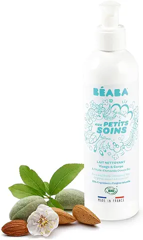 BÉABA, Leche Limpiadora Bebés, Cara y Cuerpo, Certificado COSMEBIO, Fabricada en Francia, 99% de Ingredientes de Origen Natural, con Aceite de Almendras Dulces y Aloe Vera, 250ml  