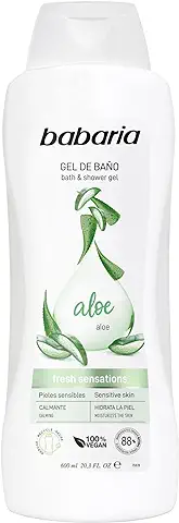 Babaria - Aloe Fresh Sensations, Gel de Baño y Ducha Hidratante y Calmante con Aloe Vera, Apto para Pieles Sensibles, Unisex, Vegano - 600 ml  