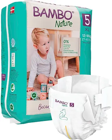 Bambo Nature Pañales Ecológicos Tamaño 5 (27-40 Lb/12-18 Kg), Pack of 22 Nappies  