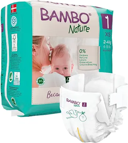 Bambo Pañales Talla 1 Recien Nacido 2-4Kg Eco Nature, Multicolor, Pack of 22 Nappies  