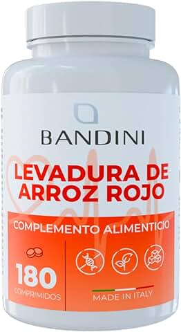 Bandini® LEVADURA DE ARROZ ROJO - Suplemento Fermentado (180 comprimidos) - Pastillas Para El Colesterol Naturales - Monacolina K Pura Contribuye a la Función Normal del Corazón - Red Yeast Rice 180