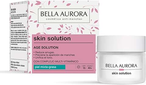 BELLA AURORA - Skin Solution 50ml, Crema Hidratante Facial de Día, Piel Mixta-Grasa, Anti-Edad y Anti-Manchas, Tratamiento Facial Hidratante, con Complejo Multi-Vitamínico  