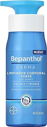 Bepanthol Derma Limpiador Corporal Gel de Ducha sin Jabón Suave, Piel Seca, Uso Diario, 400 ml  