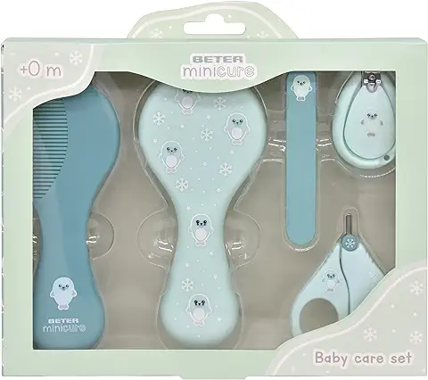 Beter - Set para Cuidado Bebé Recién Nacido, Kit aseo Bebé, Cortauñas, Lima, Tijeras, Cepillo y Peine, Kit bebe Recién Nacido, Set Higiene Bebe, Regalos para Bebes Recién Nacidos, Dibujo Foca  
