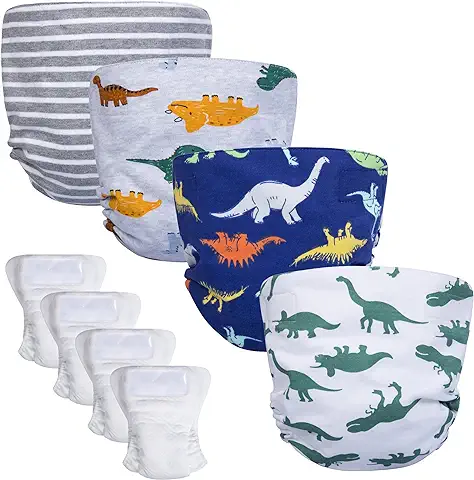 BIG ELEPHANT - Funda para Pañales de tela para Bebé, 4 Bolsillos, con 4 Inserciones que Cambian de Color, Ajustable, Reutilizable  