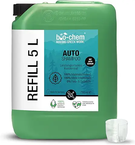 Bio-Chem - Champú para Coche (bidón de 5 Litros), para Limpieza Profesional del Coche, pH Neutro y Biodegradable, Espuma Activa para un Lavado Suave y Potente de Coche y Cuidado del Coche  