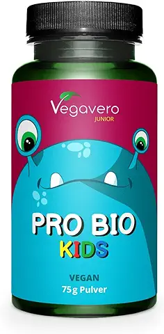 BIO Probióticos Para Niños Vegavero® | Flora Intestinal | Con Inulina | Bifidobacterium Infantis + Bifidobacterium Lactis + Lactobacillus Reuteri + Streptococcus Thermophilus | 75g en Polvo  