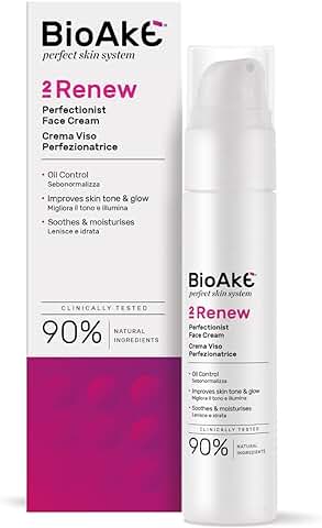 Bioake Renew Crema Facial Hidratante y Perfeccionadora. Para Pieles Grasas, Mixtas, con Ompurezas o con Acné. Anti-Imperfecciones, Sebo-normalizante, Efecto Mate. 50ml  