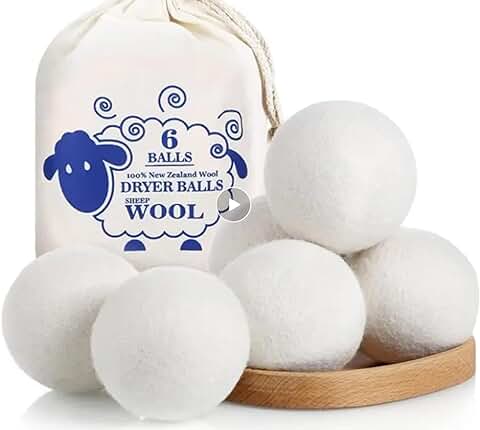Bolas Secadora de ropa de Lana Pelotas XL para Secadora - Bolsa de 6 Bolas de Secado de Lana Natural Antiarrugas para Ropa Suave y Esponjosa, Pelotas de lana de Oveja, Redusir el Tiempo de Secado  