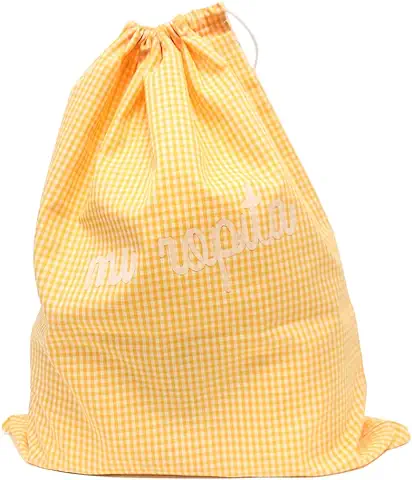 Bolsa Reutilizable para ropa con Estampado Vichy Color Amarillo. Bolsa de tela Lavable para Colegio, Ideal para Recambio ropa Niños. Saco Ecológico para Ropa, Zapatos, Pañales.  