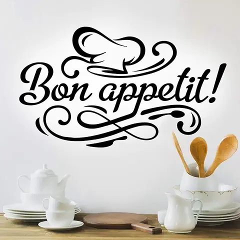 Bon Appetit - Adhesivo Decorativo para Pared, Diseño con Texto en Inglés "Bon Appetit"  
