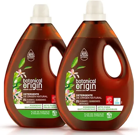 Botanical Origin Detergente para la ropa Ecológico Fragancia Flor de Naranjo y Hojas Cítricas Pack 2x35 Dosis  