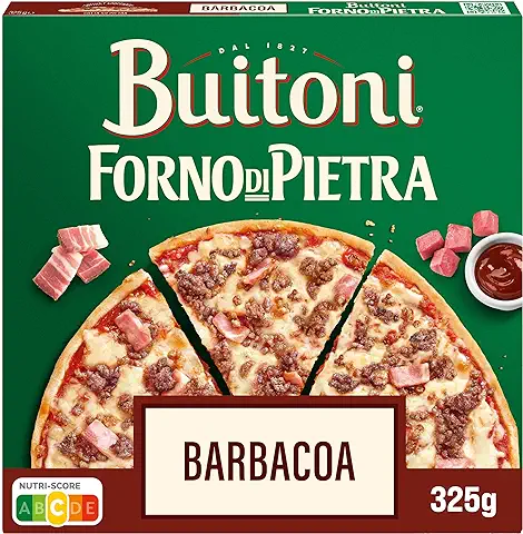BUITONI Forno Di Pietra Pizza Barbacoa - Pizza Congelada Masa Fina y Crujiente con Carne y Bacon Salsa Barbacoa - 325g (Congelado)  