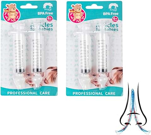 CaiTang (4 Unidades) Lavado Nasal Bebe, Lavado Nasal Niños, Irrigador Nasal Bebe, Seguro y Cómodo, No Tóxico y Sin Sabor, Punta de Succión Nasal de Silicona Limpiable y Reutilizable  