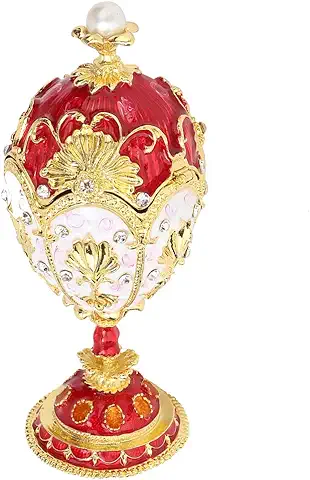 Caja de Baratija de Huevo de Fabergé Pintada a Mano Joyero con Bisagras Esmaltado Mini Anillo único Pendientes Organizador de Joyas para Organizar Joyas Huevo de Pascua  