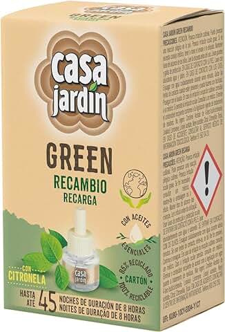 Casa Jardín Recambio Eléctrico a Base de Aceites Esenciales con Citronella, 33ml  