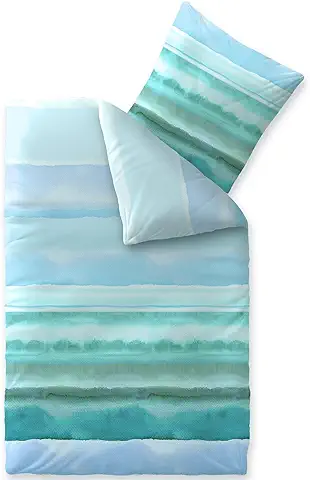 CelinaTex Fashion Davia Ropa de Cama Algodón Rayas Turquesa Blanco Verde 155 x 200 cm  