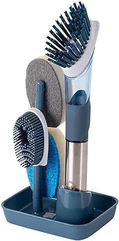 Cepillo Dispensador de Jabón para Lavar Platos, Esponja para Vajilla Resistente Que no Raya, se Utiliza para la Limpieza del Fregadero de la Cocina, Limpieza del Hogar (Azul)  