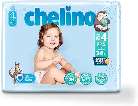 Chelino Pañales Infantiles Talla 4 (9-15kg), 34 Unidades  